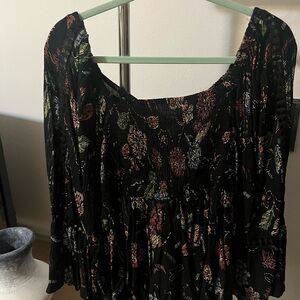 Angie Black Floral Blouse